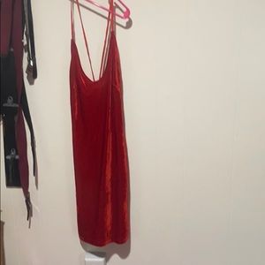 Red velvet corset back dress